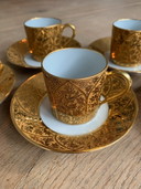 6x Französische Limoges Espresso Tassen mit Untertasse Éclat En Or