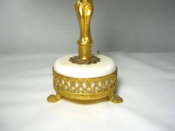 Image 1 of Art Nouveau, Neo Classical, Akzent-Schlafzimmerlampen (2), vergoldetes Messing, Marmor, Luxusbeleuchtung, einzigartig