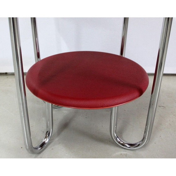 Image 1 of Runder verchromter Metall-Bauhaus-Beistelltisch von Thonet, 1940