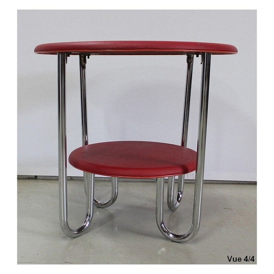 Image 1 of Runder verchromter Metall-Bauhaus-Beistelltisch von Thonet, 1940