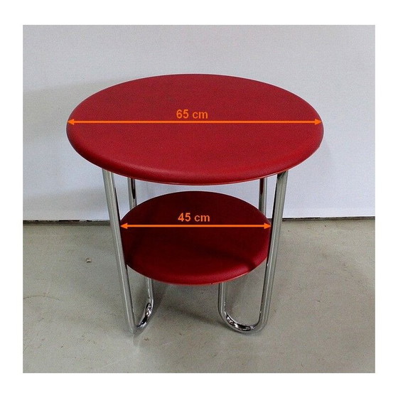 Image 1 of Runder verchromter Metall-Bauhaus-Beistelltisch von Thonet, 1940