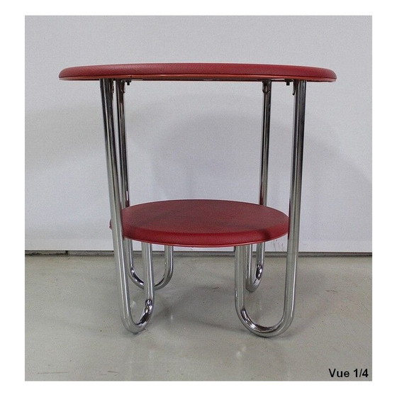 Image 1 of Runder verchromter Metall-Bauhaus-Beistelltisch von Thonet, 1940