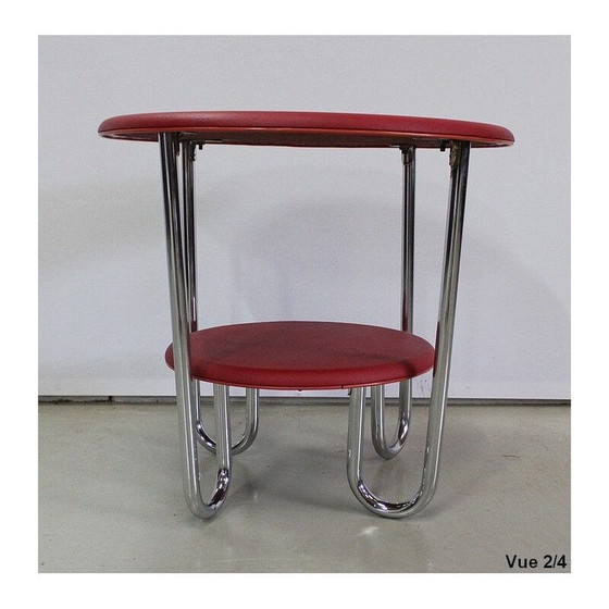 Image 1 of Runder verchromter Metall-Bauhaus-Beistelltisch von Thonet, 1940