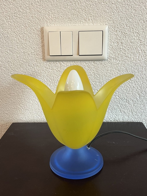 Design-Glastischlampe (Van de Heg - 1980er Jahre)