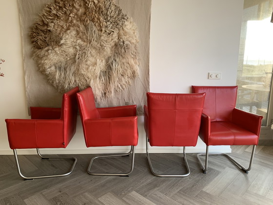 Image 1 of 6x JESS Esszimmersessel aus rotem Leder