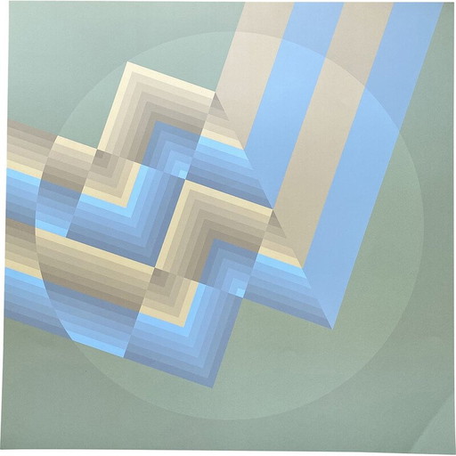 Klassische Fotolithografie "Hommage an Vasarely" von Jim Bird, Barcelona 1970er Jahre