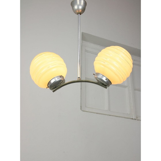 Image 1 of Vintage Art Deco Deckenlampe mit gelber Kugel, Italien