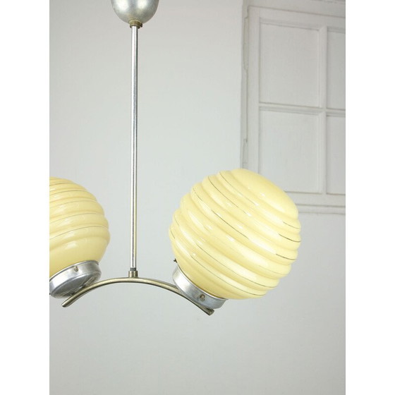 Image 1 of Vintage Art Deco Deckenlampe mit gelber Kugel, Italien