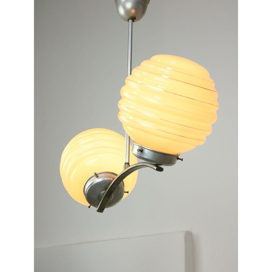Image 1 of Vintage Art Deco Deckenlampe mit gelber Kugel, Italien