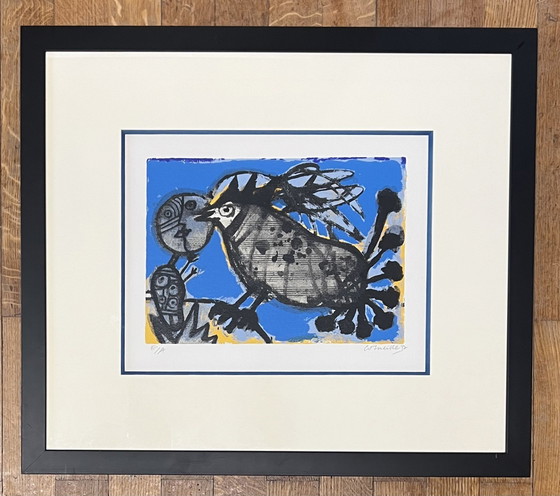 Image 1 of Signed; Guillaume Corneille Gerahmte Lithografie: L'Oiseau Musical, 1992