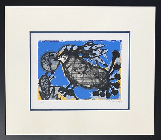 Image 1 of Signed; Guillaume Corneille Gerahmte Lithografie: L'Oiseau Musical, 1992
