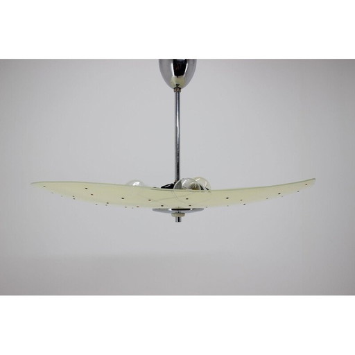 Vintage Glas-Chrom-Pendelleuchte, Tschechien 1960