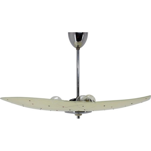 Vintage Glas-Chrom-Pendelleuchte, Tschechien 1960