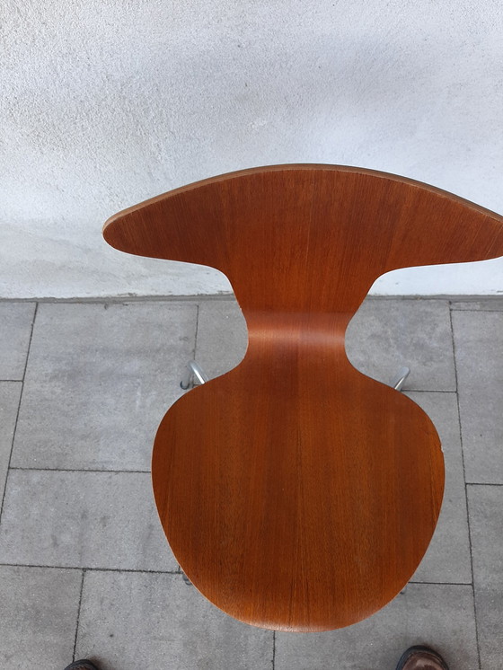 Image 1 of 6x Teakholz Arne Jacobsen Becher / Mückenstölen Fritz Hansen 1967