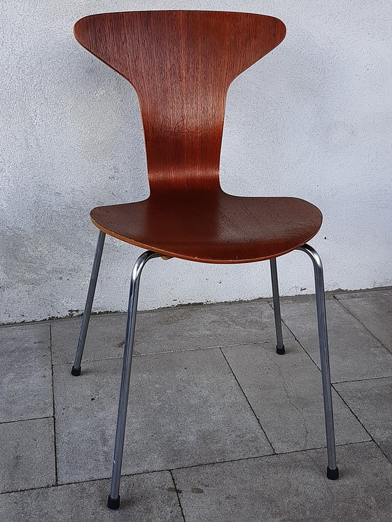 Image 1 of 6x Teakholz Arne Jacobsen Becher / Mückenstölen Fritz Hansen 1967