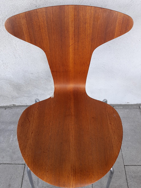 Image 1 of 6x Teakholz Arne Jacobsen Becher / Mückenstölen Fritz Hansen 1967