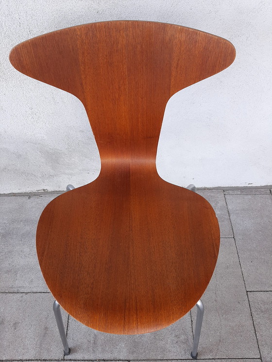 Image 1 of 6x Teakholz Arne Jacobsen Becher / Mückenstölen Fritz Hansen 1967