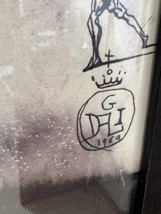 Image 1 of Salvador Dali, Lithographie 1969, Erzengel im Kampf mit dem Dämon