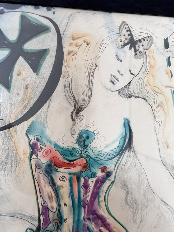 Image 1 of Salvador Dali, Lithographie 1969, Erzengel im Kampf mit dem Dämon