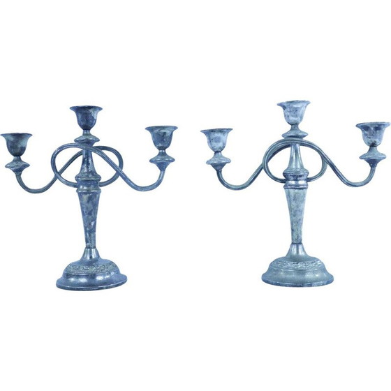 Image 1 of Paar versilberte Vintage-Kerzenhalter von Ianthe, England