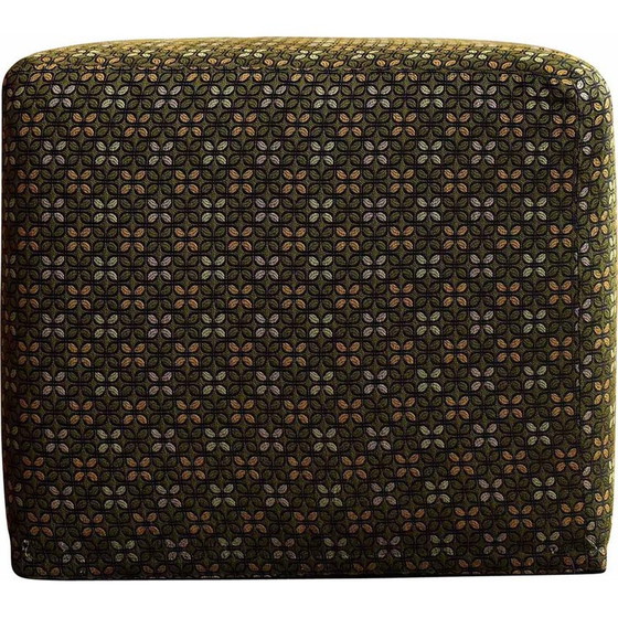Image 1 of Quadratische Fußstütze im Vintage-Stil mit goldenem und grünem Stoff