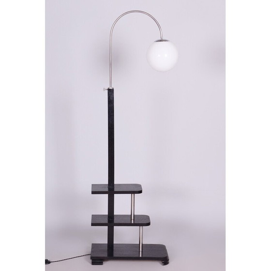 Image 1 of Vintage Art Deco Stehlampe aus Eichenholz, Tschechien 1930er Jahre