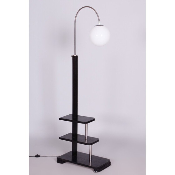 Image 1 of Vintage Art Deco Stehlampe aus Eichenholz, Tschechien 1930er Jahre