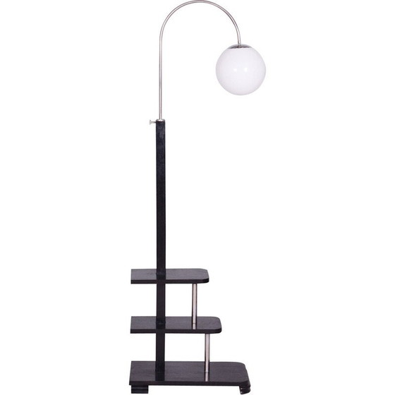 Image 1 of Vintage Art Deco Stehlampe aus Eichenholz, Tschechien 1930er Jahre
