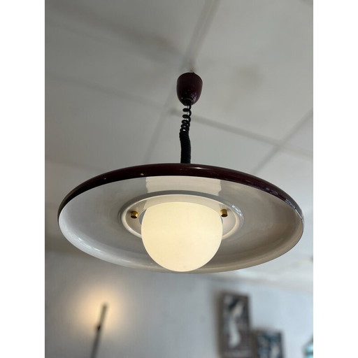 Skandinavischer Vintage-Kronleuchter aus burgunderrot lackiertem Metall, 1960