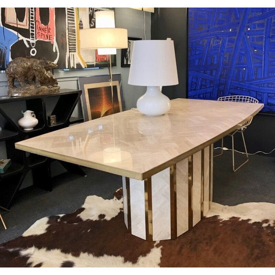 Image 1 of Großer italienischer Vintage-Tisch aus Travertin, 1970