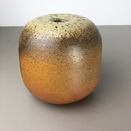Image 1 of Vintage Vase aus brauner und beiger Keramik für Horst Kerstan, Deutschland 1980