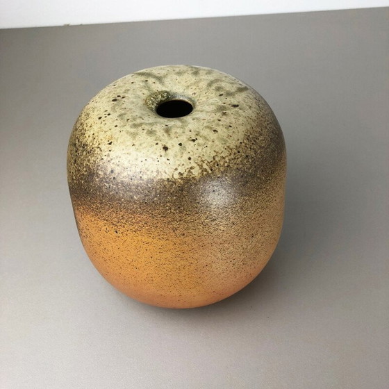 Image 1 of Vintage Vase aus brauner und beiger Keramik für Horst Kerstan, Deutschland 1980