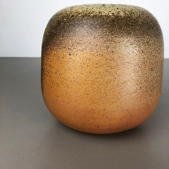 Image 1 of Vintage Vase aus brauner und beiger Keramik für Horst Kerstan, Deutschland 1980