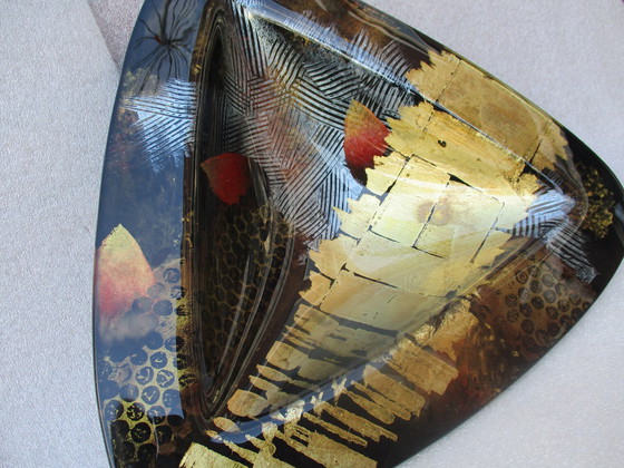 Image 1 of Bunte dreieckige dekorative Glasschale von L'Arte Del Vetro.
