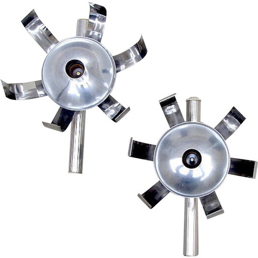 Paar "fleur de lumière"-Wandlampen aus verchromtem Aluminium von Jocelyne Trocmé, 1970