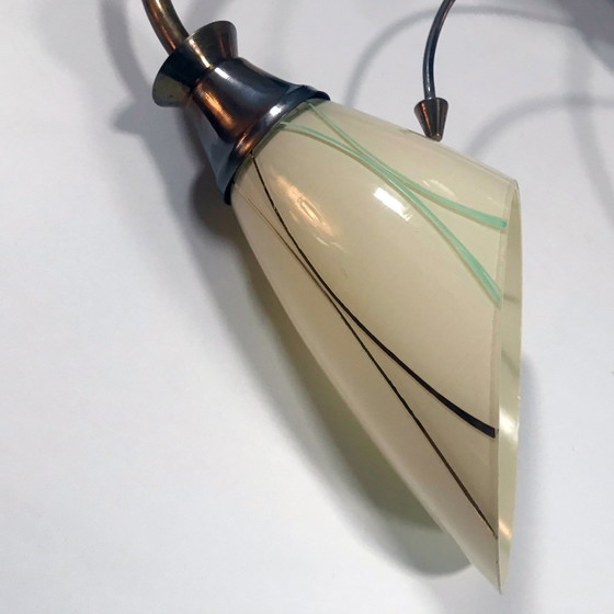 Image 1 of Vintage Deckenleuchte - Spirale - Messing & Glas - 1950