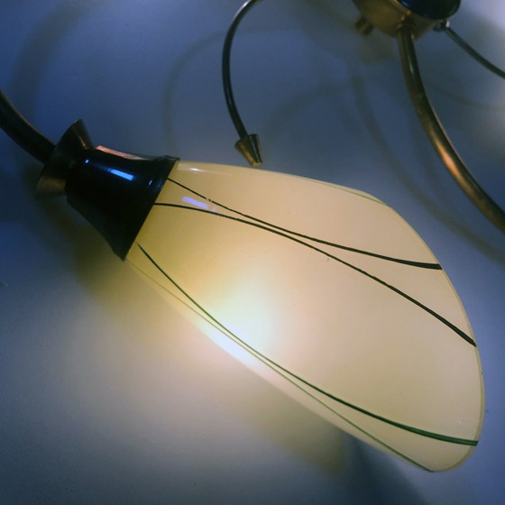 Image 1 of Vintage Deckenleuchte - Spirale - Messing & Glas - 1950