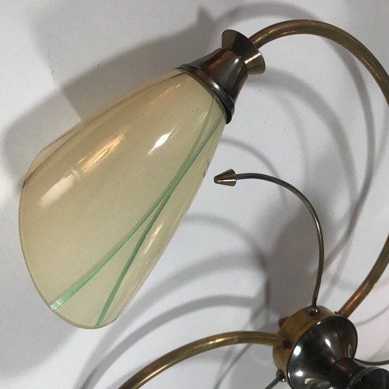Image 1 of Vintage Deckenleuchte - Spirale - Messing & Glas - 1950