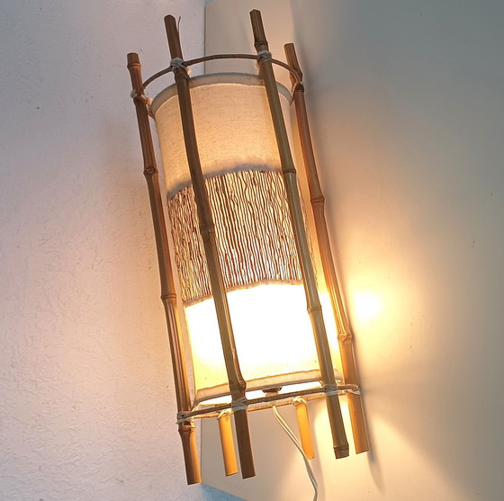 Image 1 of Sixties Tischlampe mit Bambus