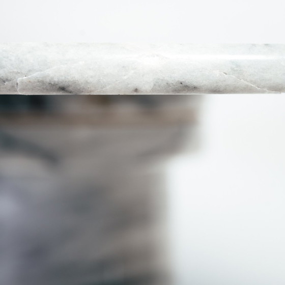 Image 1 of Wit Marmer Tafel Rond, Angelo Mangiarotti, Italien 1979