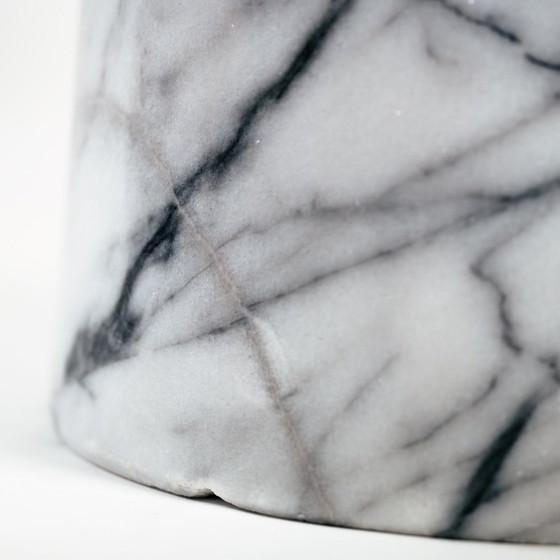 Image 1 of Wit Marmer Tafel Rond, Angelo Mangiarotti, Italien 1979