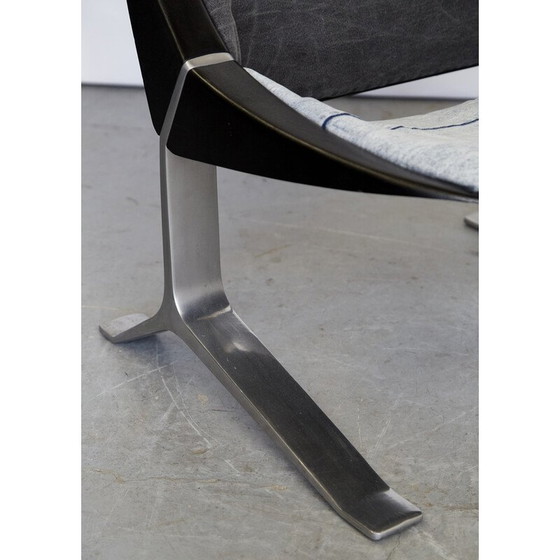 Image 1 of Pair of vintage aluminum and denim armchairs by Knut Hesterberg for Selectform, Germany 1970s