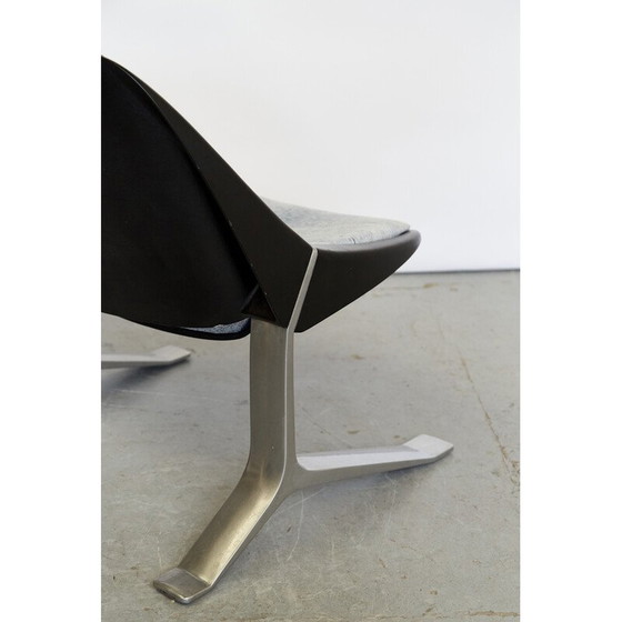 Image 1 of Pair of vintage aluminum and denim armchairs by Knut Hesterberg for Selectform, Germany 1970s