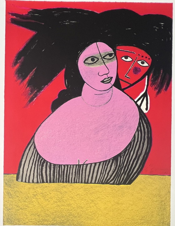 Image 1 of Signed; Guillaume Corneille Lithographie The Raven 1991 E/A - Der Rabe - Hommage À Edgar Allan Poe