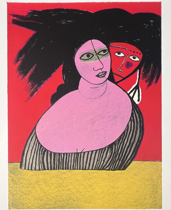 Image 1 of Signed; Guillaume Corneille Lithographie The Raven 1991 E/A - Der Rabe - Hommage À Edgar Allan Poe