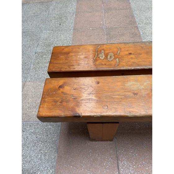 Image 1 of Vintage-Bank aus massivem Kiefernholz, ausgewählt von Charlotte Perriand, 1947