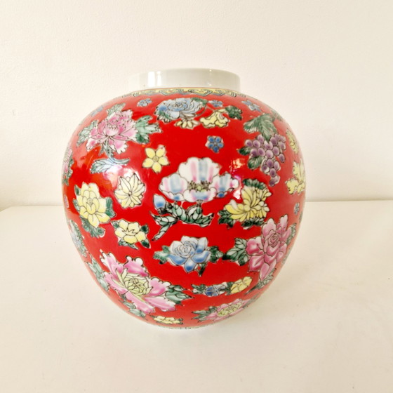 Image 1 of Floral Chinesisch Porzellan Vase Xxl Ingwer-Glas