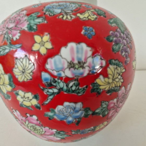 Image 1 of Floral Chinesisch Porzellan Vase Xxl Ingwer-Glas