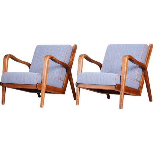 Paar Sessel aus Eschenholz im Art déco-Stil von Jan Vanek, Tschechoslowakei 1940