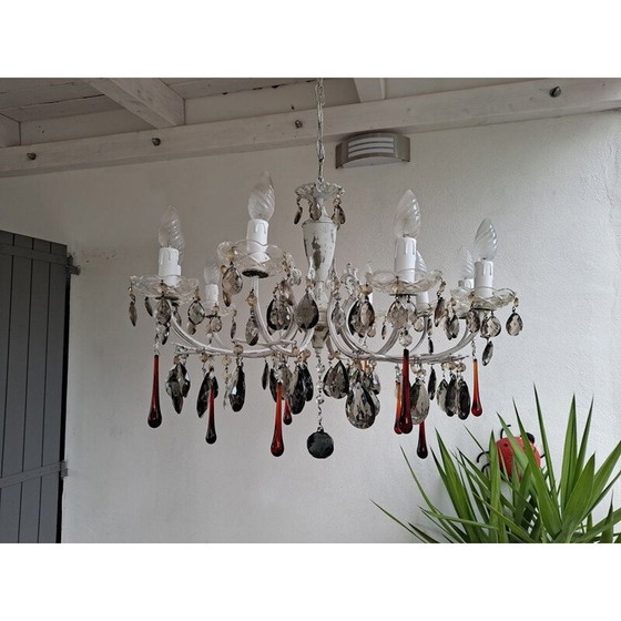 Image 1 of Vintage Murano rot und Amethyst Kronleuchter mit 10 Lichtern, Italien 1920